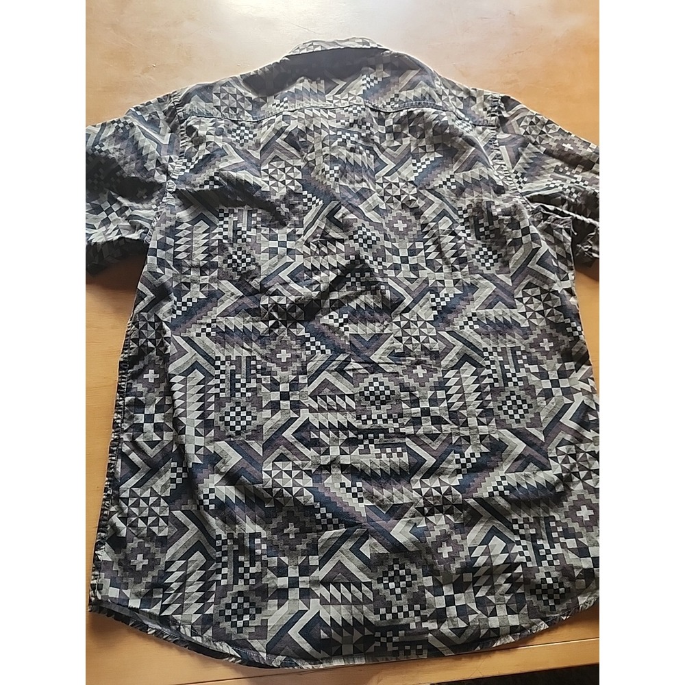 American Rag Shirt‎ Mens Size L Aztec Button Brown Beige Black All Over Print - Picture 6 of 6